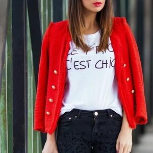 Zara Red Tweed Blazer - Like New